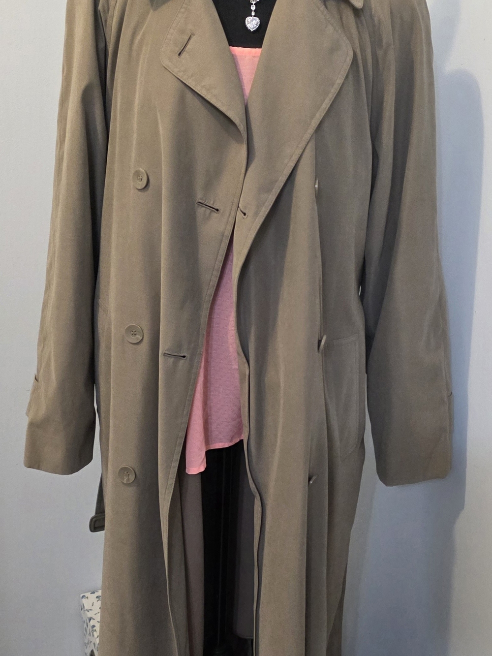 London Fog Double-Breasted Trench Coat in Taupe